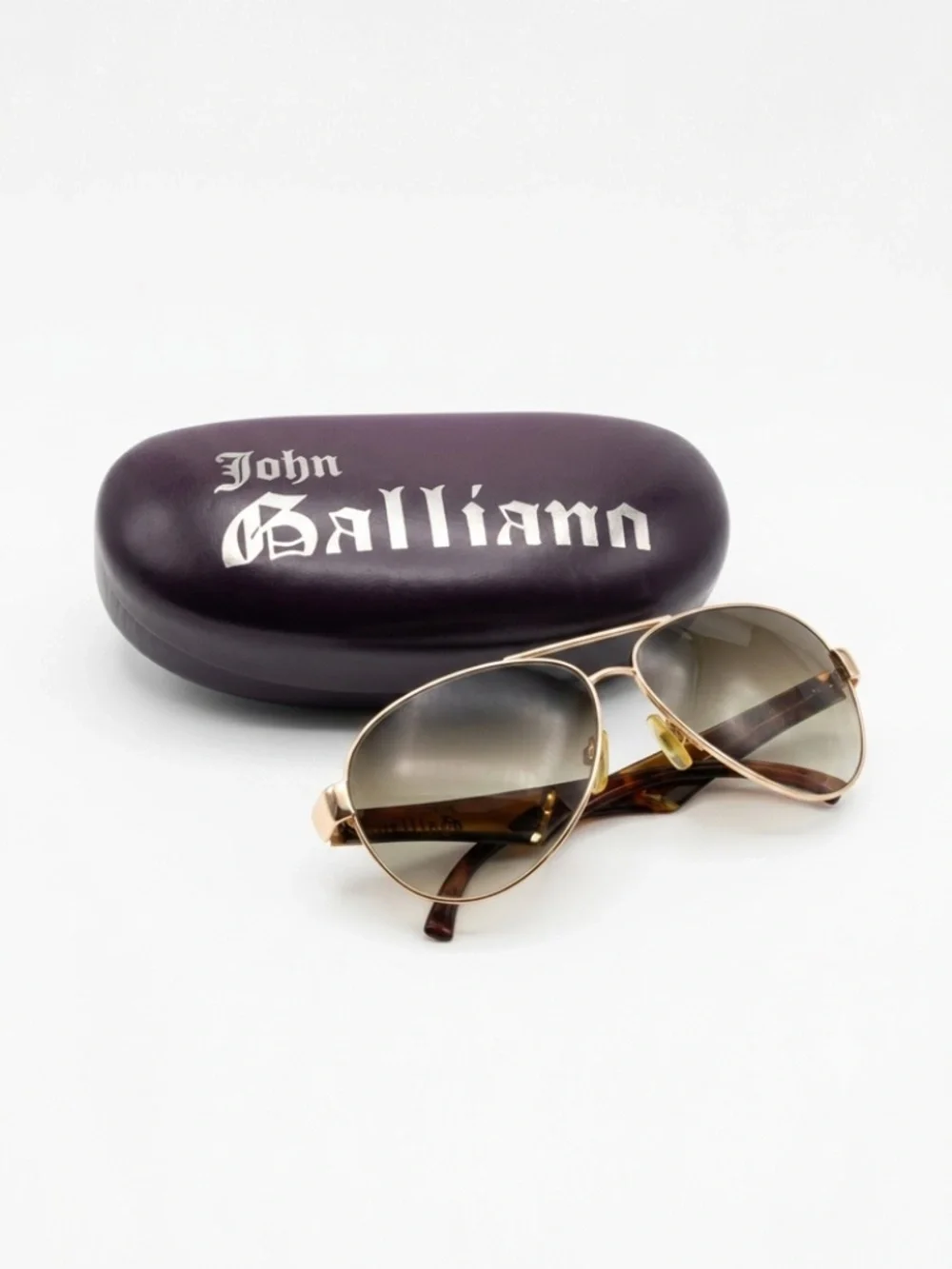 John Galliano JG0015 Gold Aviator Sunglasses — Tortoise & Brown Gradient
